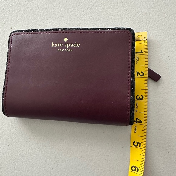 Kate Spade NY Snap Bifold Glitter Trim Smooth Wallet - Picture 7 of 10